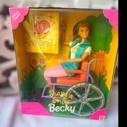 1996 Vintage Barbie Share a Smile Becky Doll Friend Toys 'R Us Special Edition