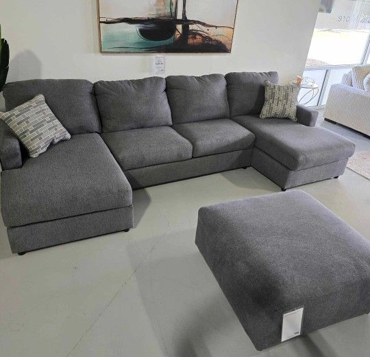 Edenfield  3pc Raf Charcoal  Sectional, Furniture Couch Livingroom Sofa 