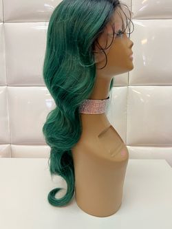 Synthetic Lace Front Wig-long wavy green hair-cosplay-dress up-costume-$60 New-Peluca ondulada nueva