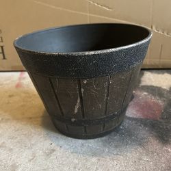Plastic Brown Barrel Planter Pot