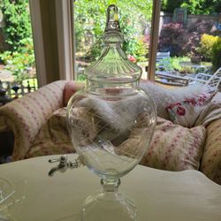 Vintage Cut Crystal Glass Drink Dispenser Winston Spigot – Tall Beverage wedding Shabbychic Core