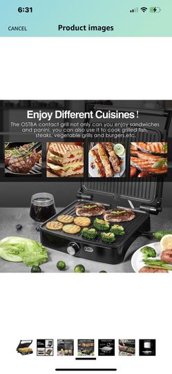 OSTBA Panini Press Grill Indoor Grill Sandwich Maker with Temperature  Setting, 4 Slice Large Non-stick Versatile Grill, Opens 180 Degrees to Fit  Any