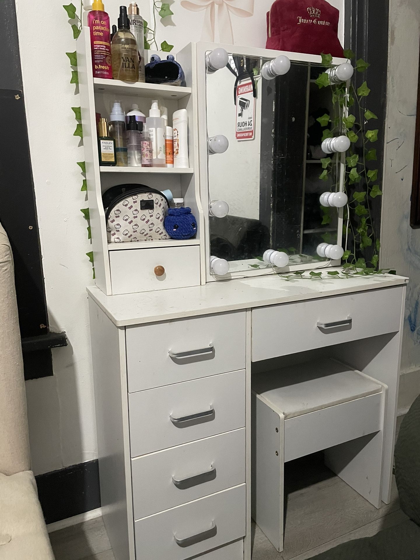 White makeup vanity