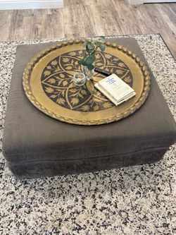 Living Spaces Oversized Ottoman with Brass Tray