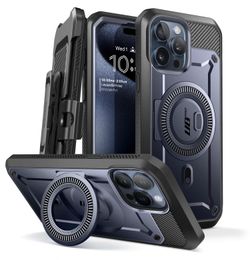 SUPCASE iPhone 15 Pro Case w/Stand, Built-in Screen Protector & Belt Clip, Military-Grade *NEW*