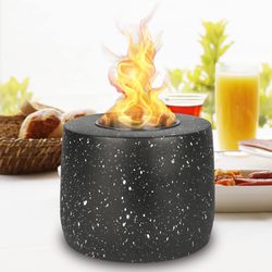 Lightly Used BHNDOING Concrete Tabletop Fire Pit, Marble Portable Tabletop Fireplace, Fire Pit Bowl For Indoor Outdoor Decor Long Time Burning Smokele