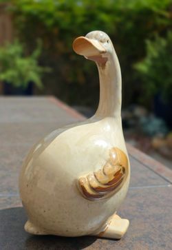 Vintage Ceramic Standing Goose Figurine – 9.5" Rustic Farmhouse Decor