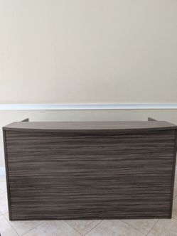 Modern Reception Desk Gray Wood Grain