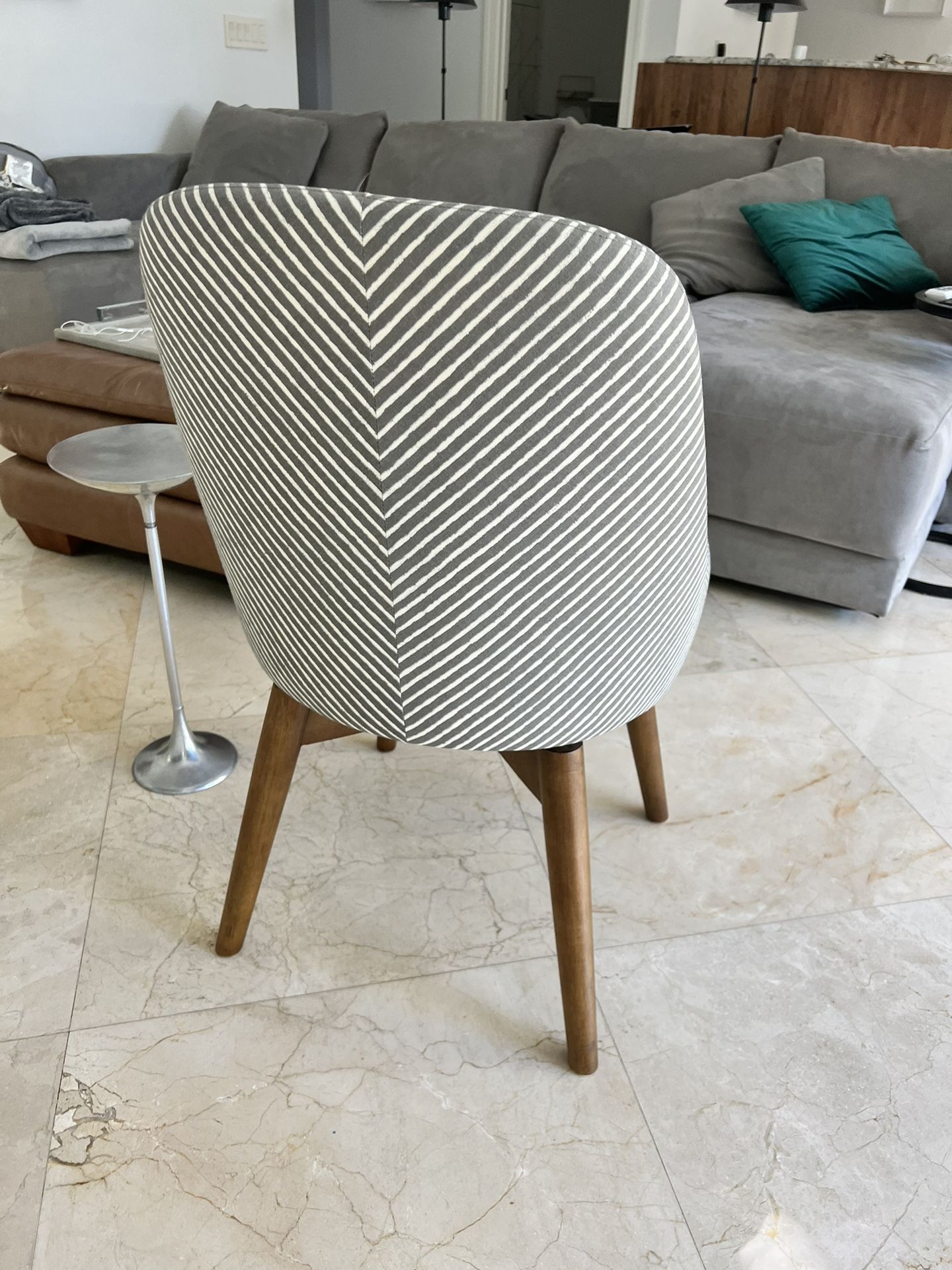 West Elm Saddle Office Chair in Gray Ivory Painted Stripe for Sale