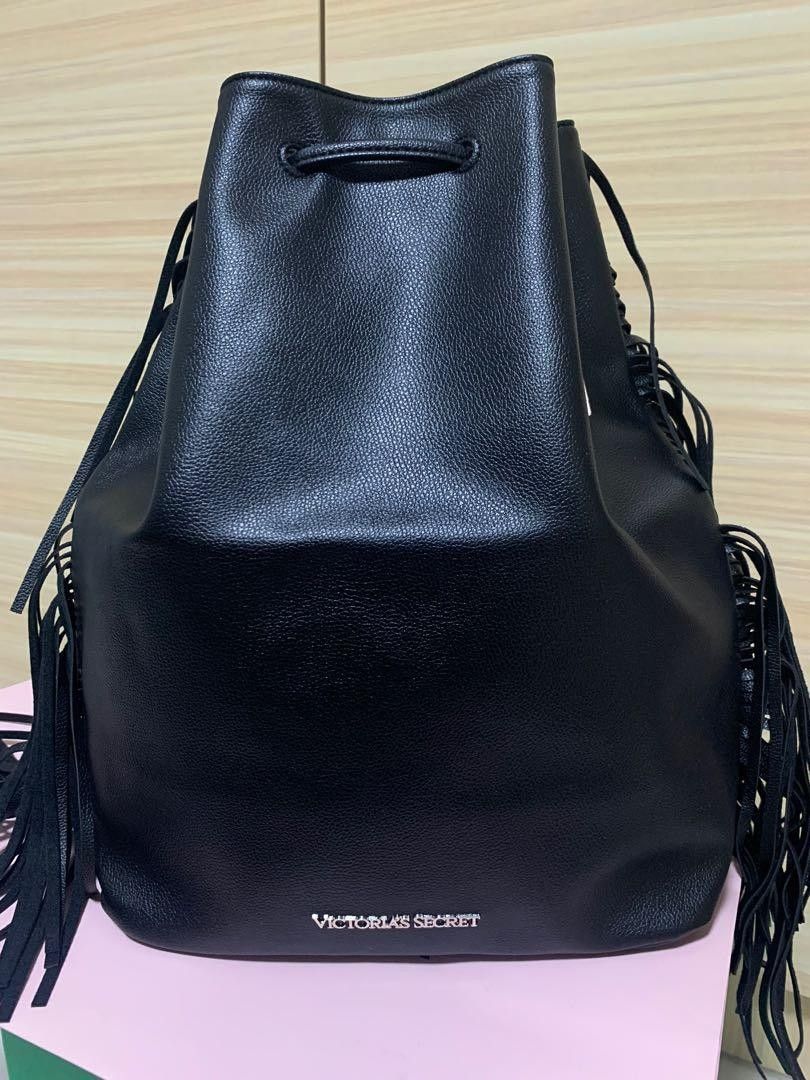 Victoria Secret Black Fringe Leather Back Pack