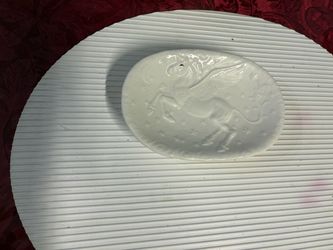 White Ceramic Reindeer Embossed Oval Dish