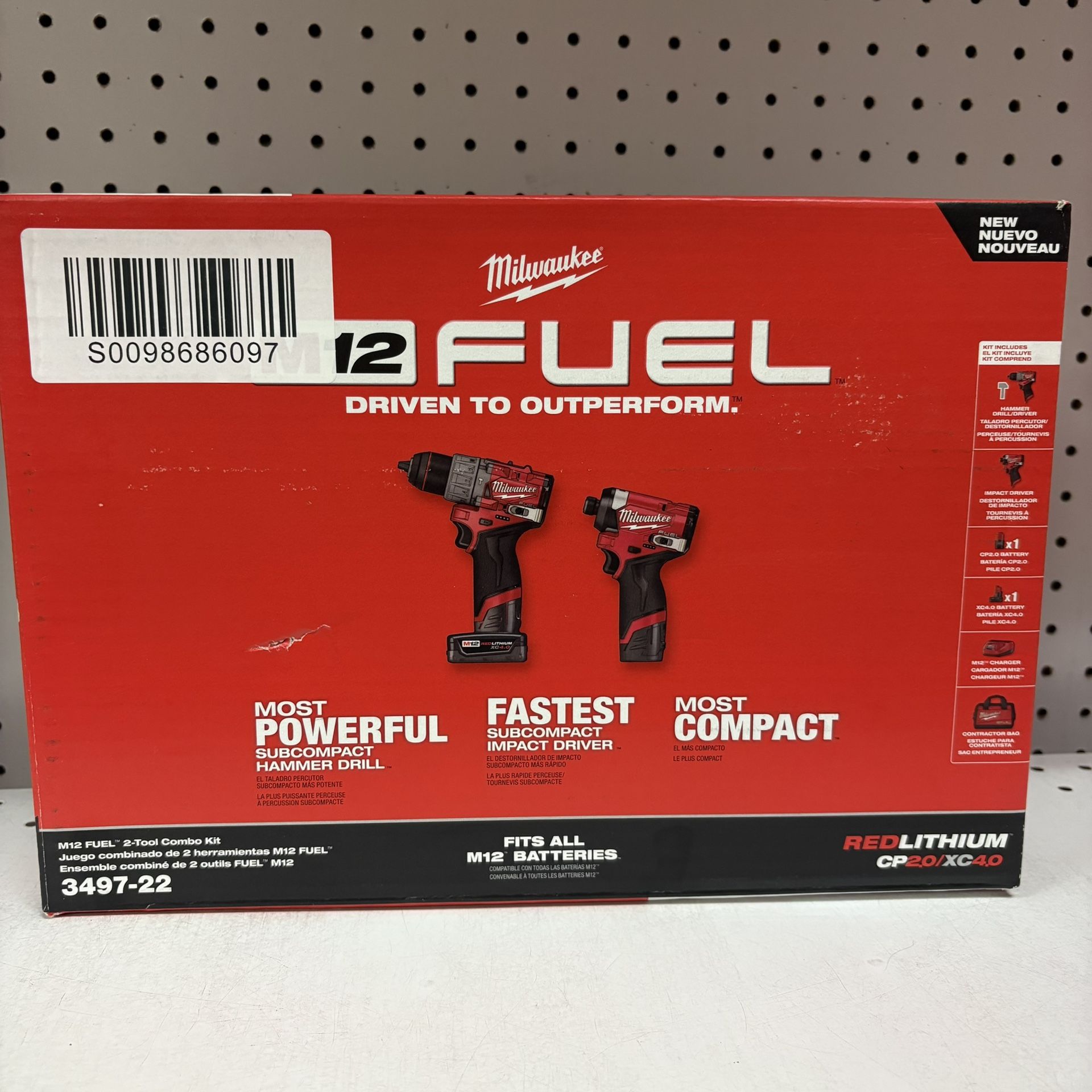 Milwaukee New Hammer Drill And Impact Fuel 12M, Batteries And Charger