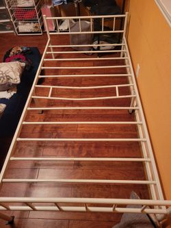 Metal twin bed frame with footboard and headboard. Sturdy