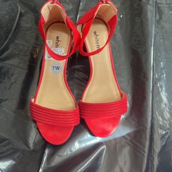 Little Red Heels Size 7W