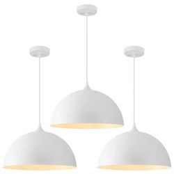 ONLY $75: 3-White Pendant Lights Kitchen Island, 16 Inch White Dome Pendant Light, Modern Farmhouse