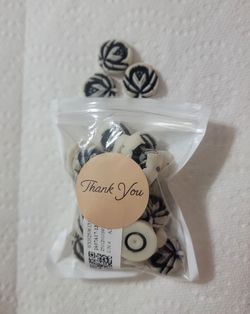 Black and White Patterned Round Beads