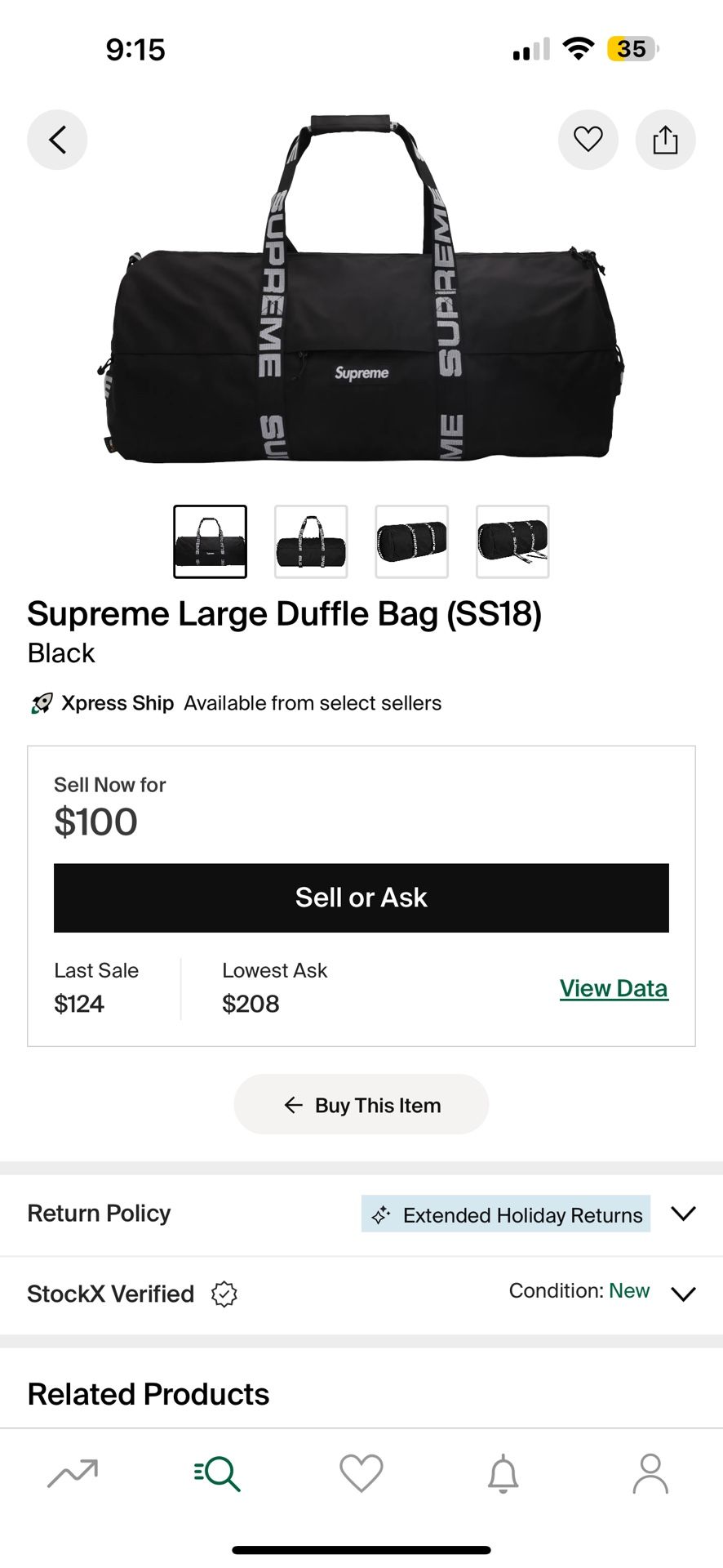 Supreme Large Duffel Bag