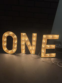 Lighted Numbers ONE For 1st Birthday Photography