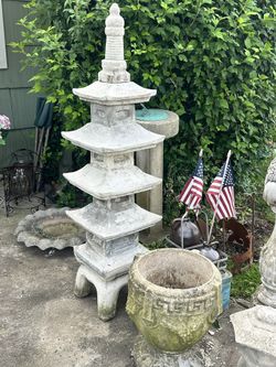 7 Tier Stone Concrete Chinese Garden Pagoda