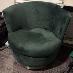 Green Velvet Chair & Matching Bench 