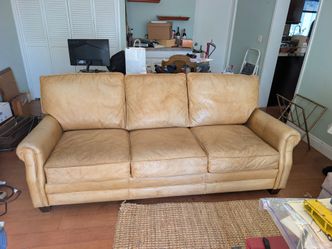Tan Leather 3-Seat Sofa