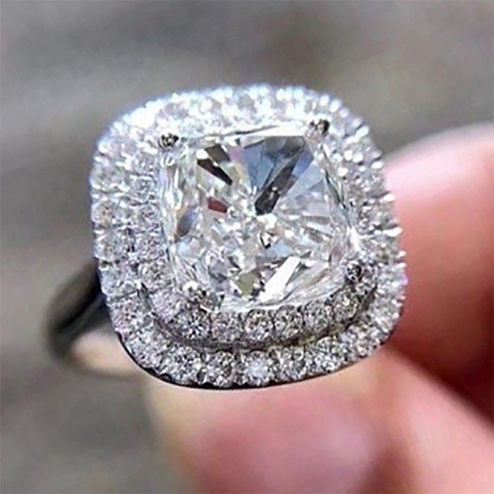 "Engagement Dainty Anillos Zircon Square Dainty Wedding Rings for Women, L251