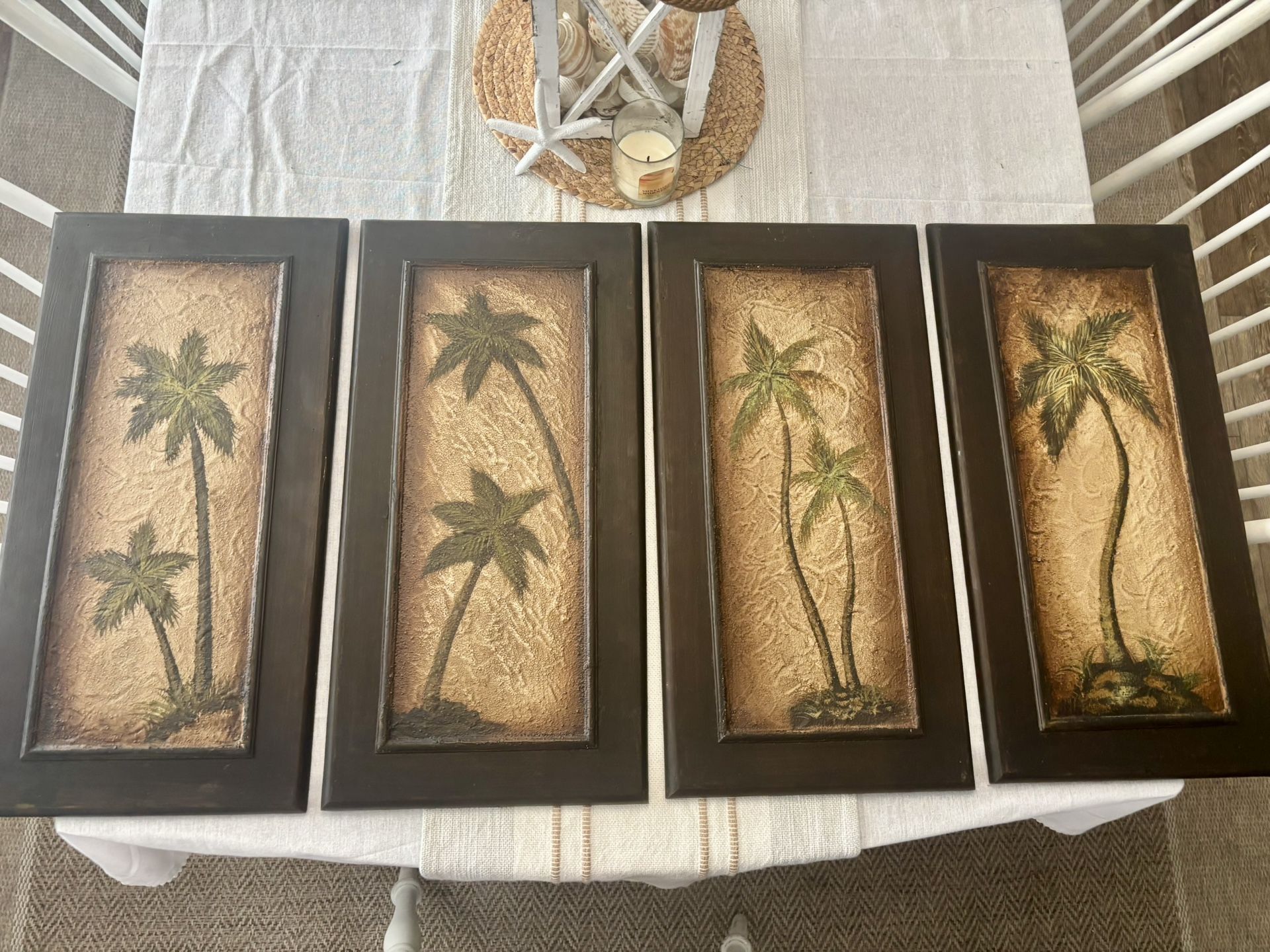 Tropical Palm Print Set Of Four 12 X 24