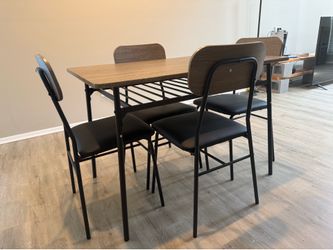 New 5-Piece Dining Table Set with Storage & Upholstered Chairs