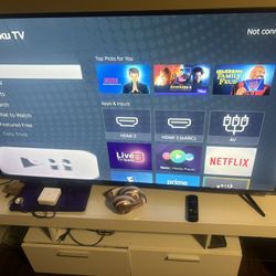 ✨ 55” Roku TV + TV Stand – Bundle Deal! ✨ Selling together or separately — $200 for both!