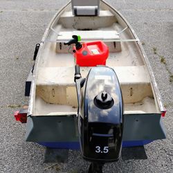 13 FT. RIVERHAWK W/TRAILER AND OUTBOARD