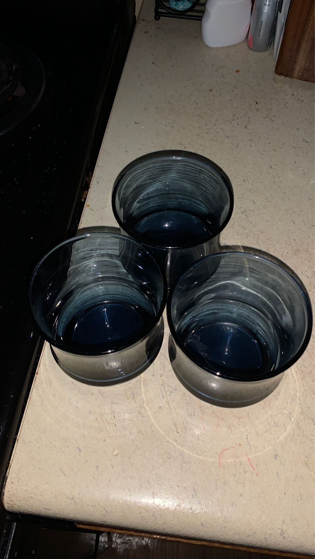 Glass cups 4 piece and 3 piece sets