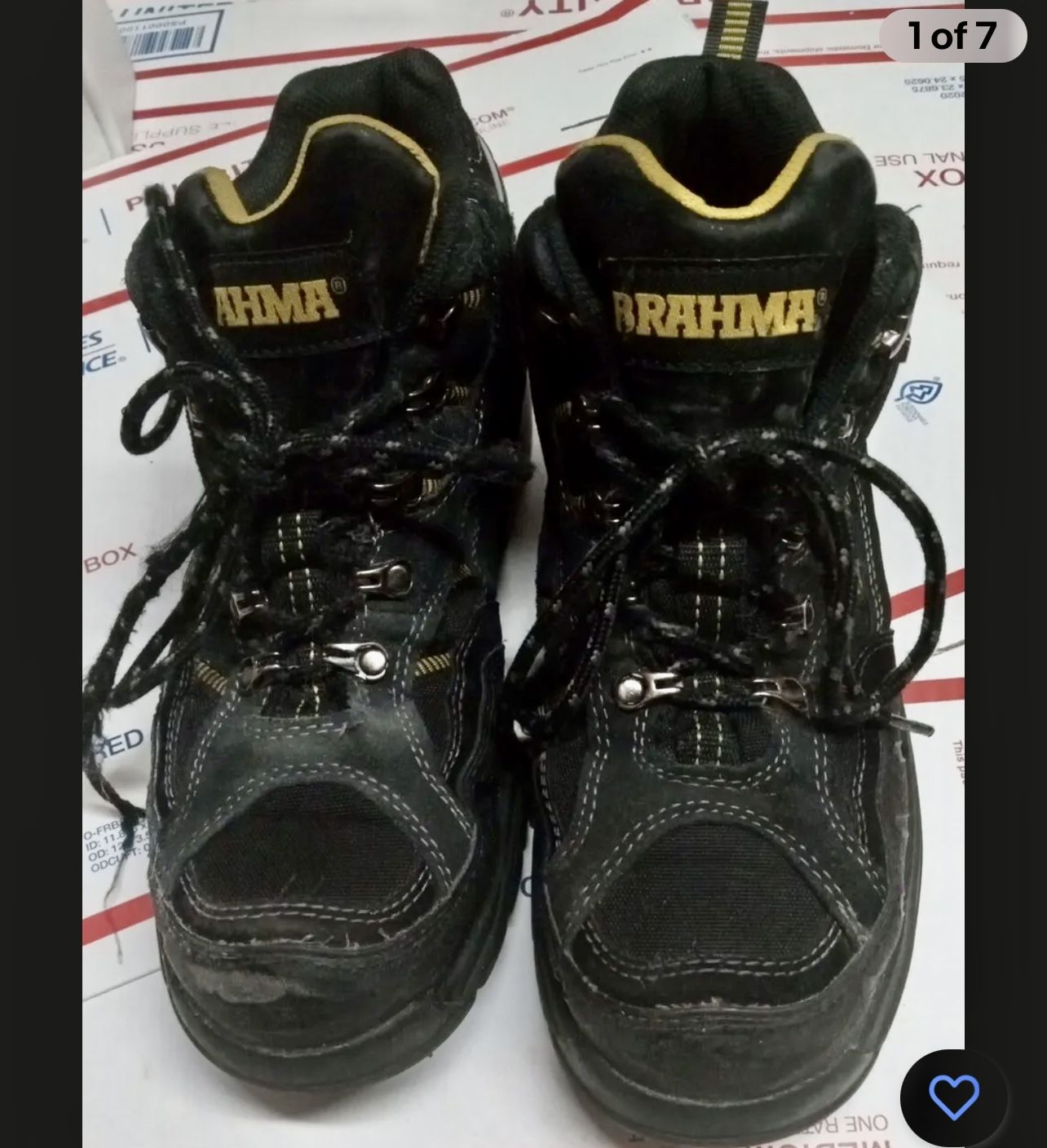 Brahma Steel Toe Suede Work Boots Mens 7 Black Yellow