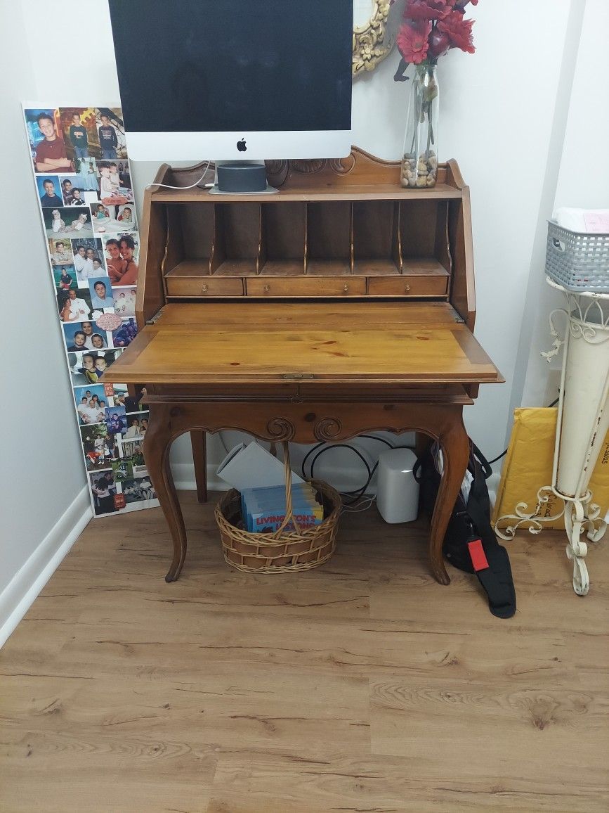 1960s Ethan Allen Wooden Secretarial Desk