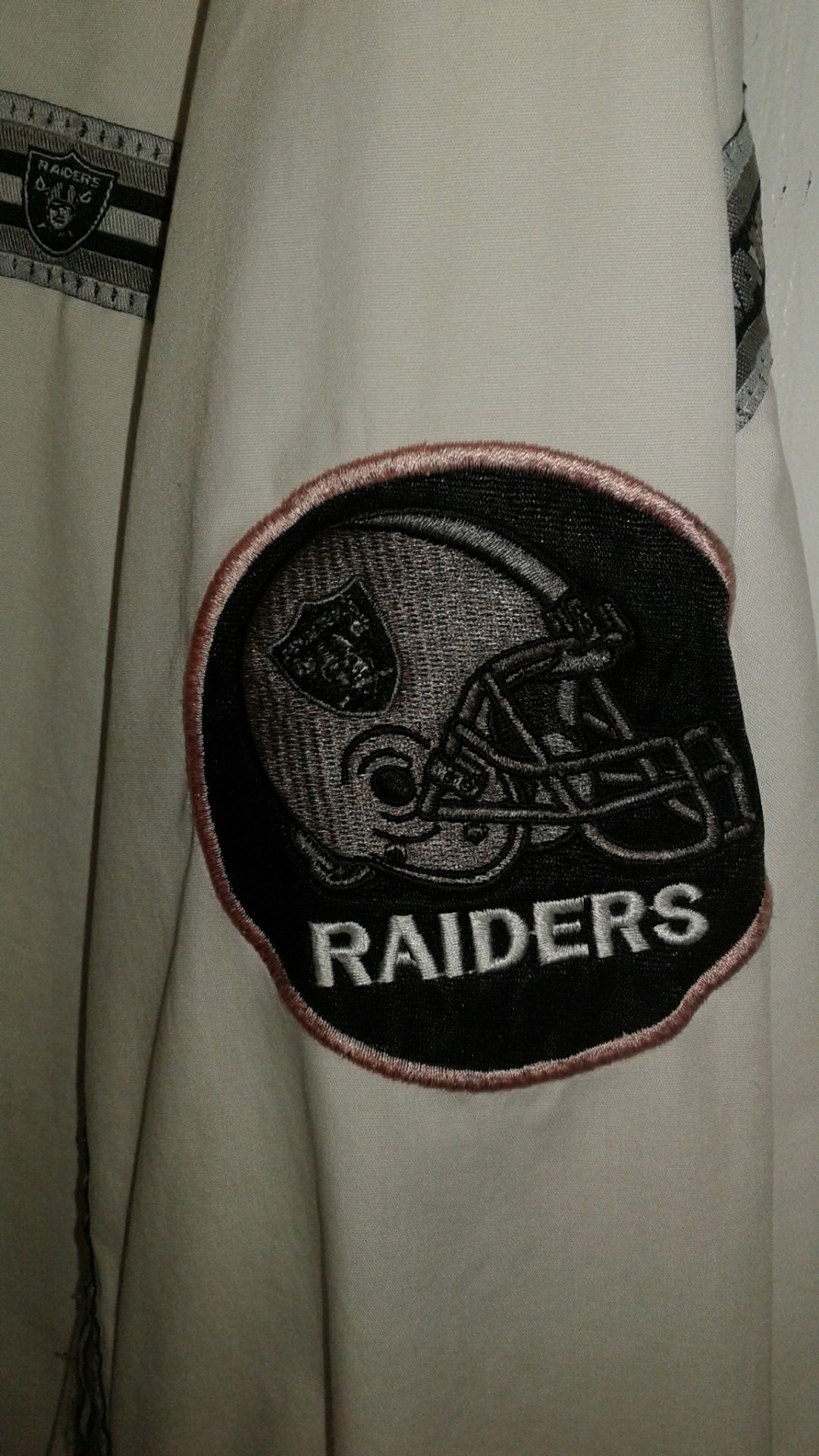 Vintage 90s RAIDERS pro player thin jacket white with Raiders