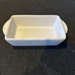 Small White Ceramic Rectangular Baking Dish w/ Handles 6” Mini Casserole