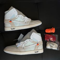 Off-White × Nike Air Jordan 1 Retro High White (Men's) 'white Euro’ Size 13