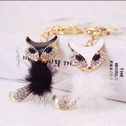 Fox fur charm key chain