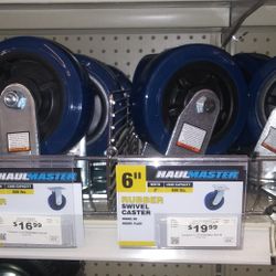 Wheels similar to these casters from a Harbor Freight large tool chest.  4 Caster with two that lock. $100.00 for the four.