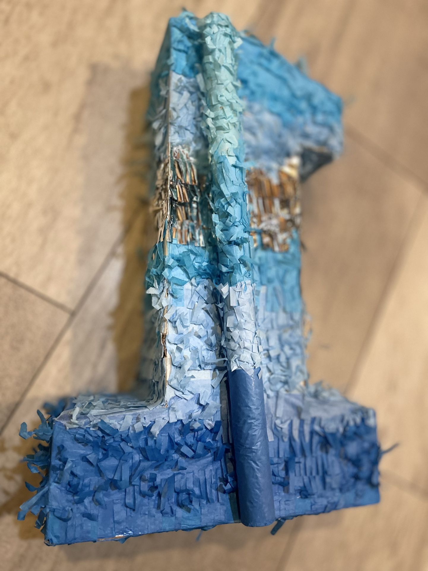 Number 1 Pinata Bundle with Bat(16.2 x 10.7 x 4 Inches), Perfect for Boys and Girls Birthday Party Supplies, Blue Theme Birthday Decor