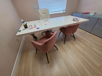 2 pink velvet modern Office chair used