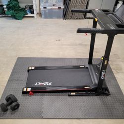Foldable Treadmill, Mat And Weights