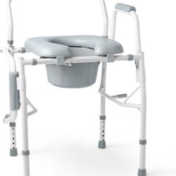 Drop Arm Commode Chair w/ Padded Seat-350Lb Weight Capacity