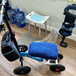 Knee Scooter, Shower Bench, Mat & Foot Cover For Shower