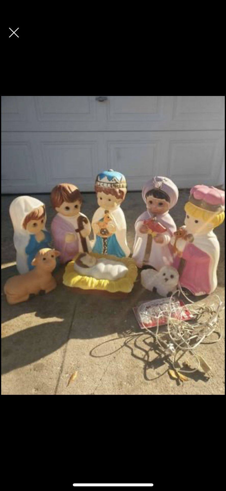 Christmas Outdoor Blow Mold Nativity Children VintageHard To Find!