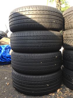 215/55/17 Bridgestone set of used tires in great condition 60-70% tread 225$ for 4 . Installation and balance available, wheel alignment available, r
