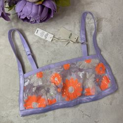 NWT Aerie Floral Sequined Mesh Bralette