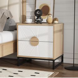 Geometric Engraving Nightstand - NEW in Box