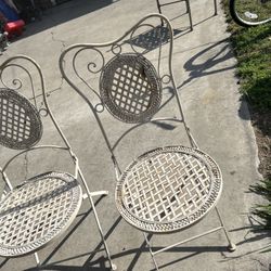 Vintage Folding Metal Patio Chairs (Set of 2)