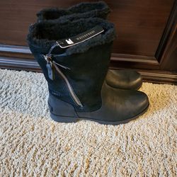 New Tags 8 Sorel Winter Black Leather Boots Shoes