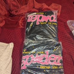 PINK BLACK SP5DER HOODIE MENS